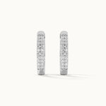 Classic Two Line Panaroma Diamond Hoops, Sterling Silver, 1 ct Lab Grown Diamond-7