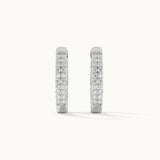 Classic Two Line Panaroma Diamond Hoops, Sterling Silver, 1 ct Lab Grown Diamond-7
