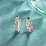 Classic Two Line Panaroma Diamond Hoops, Sterling Silver, 1 ct Lab Grown Diamond-6