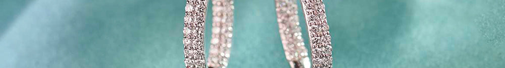 Classic Two Line Panaroma Diamond Hoops, 14K Solid Gold, 1 ct Lab Grown Diamond-1
