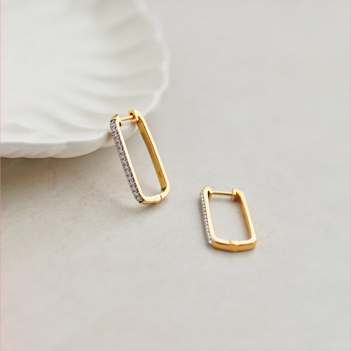 Paperclip Large Diamond Hoops, 14K Gold Vermeil, 1/5 ct Lab Grown Diamond-1