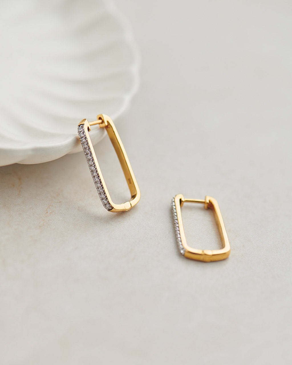 Paperclip Large Diamond Hoops, 14K Gold Vermeil, 1/5 ct Lab Grown Diamond-5