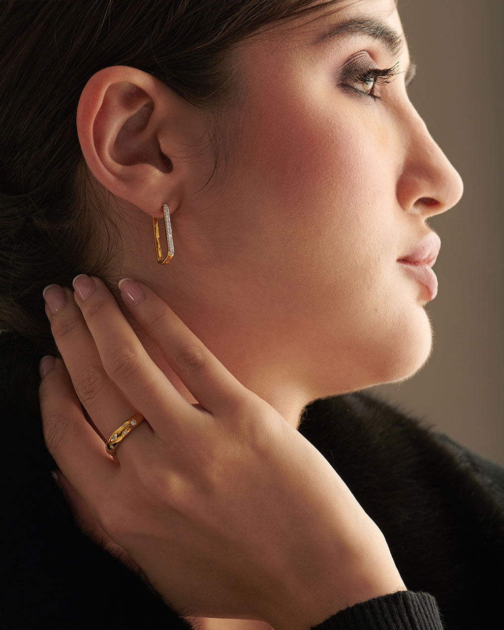 Paperclip Large Diamond Hoops, 14K Gold Vermeil, 1/5 ct Lab Grown Diamond-2