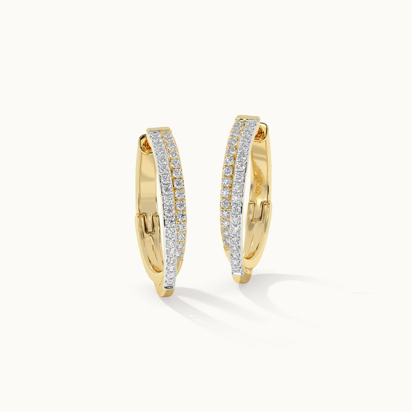 Two Row Medium Diamond Hoops, 14K Gold Vermeil, 1/3 ct Lab Grown Diamond-6