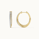 Two Row Medium Diamond Hoops,14K Gold Vermeil,1/3 ct Lab Grown Diamond-3