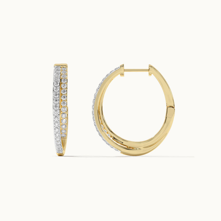 Two Row Medium Diamond Hoops, 14K Gold Vermeil, 1/3 ct Lab Grown Diamond-3