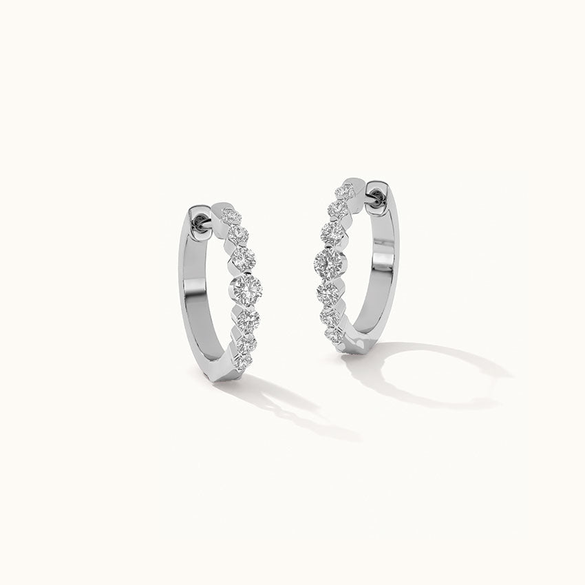 Graduated Medium Diamond Hoops, Sterling Silver, 1/4 ct Lab Grown Diamond-3