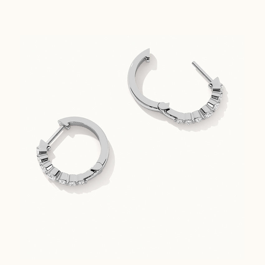 Graduated Medium Diamond Hoops, Sterling Silver, 1/4 ct Lab Grown Diamond-7