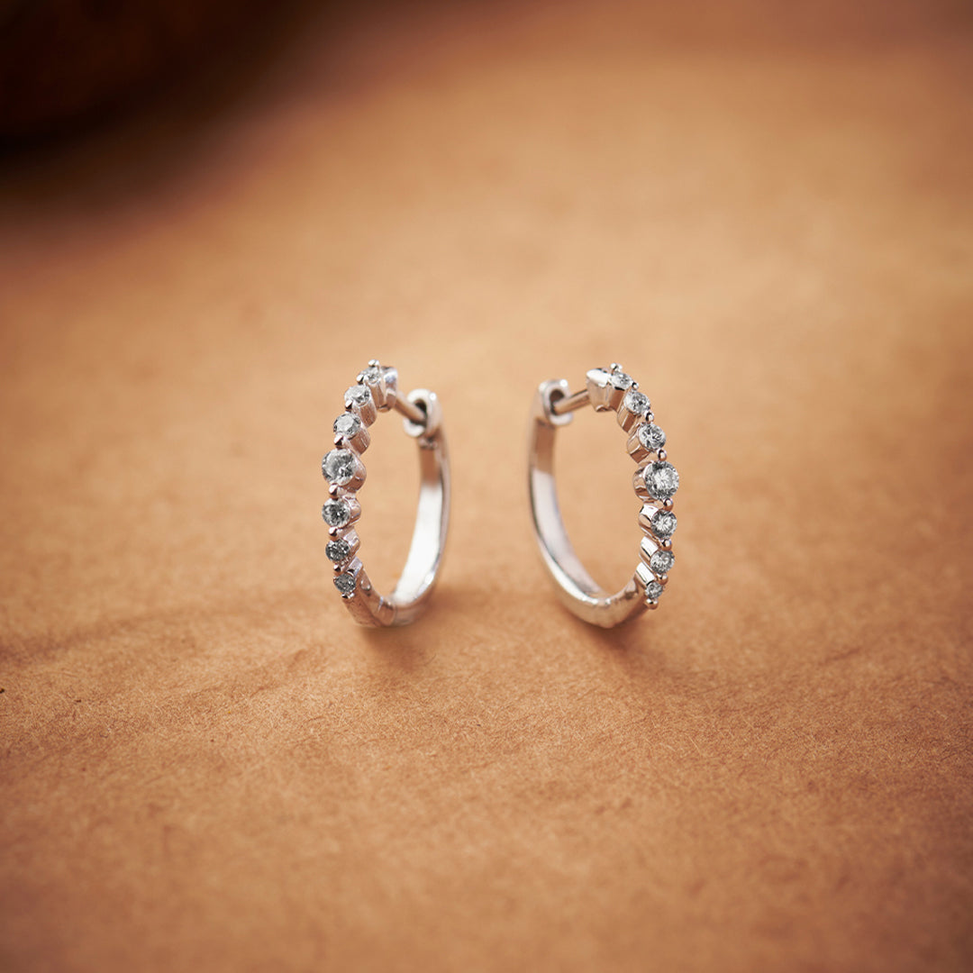 Graduated Medium Diamond Hoops, 14K Solid Gold, 1/4 ct Lab Grown Diamond-1