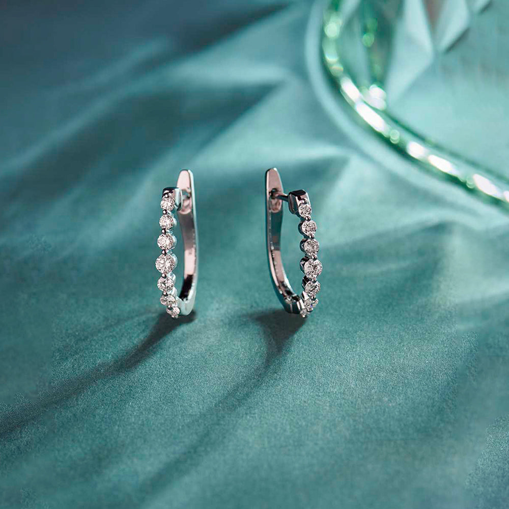 Captivating Pear Diamond Hoops, Sterling Silver, 1/2 ct Lab Grown Diamond-1