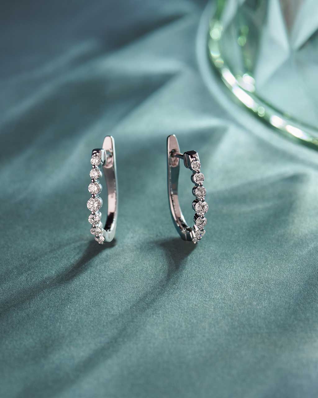 Captivating Pear Diamond Hoops, Sterling Silver, 1/2 ct Lab Grown Diamond-5