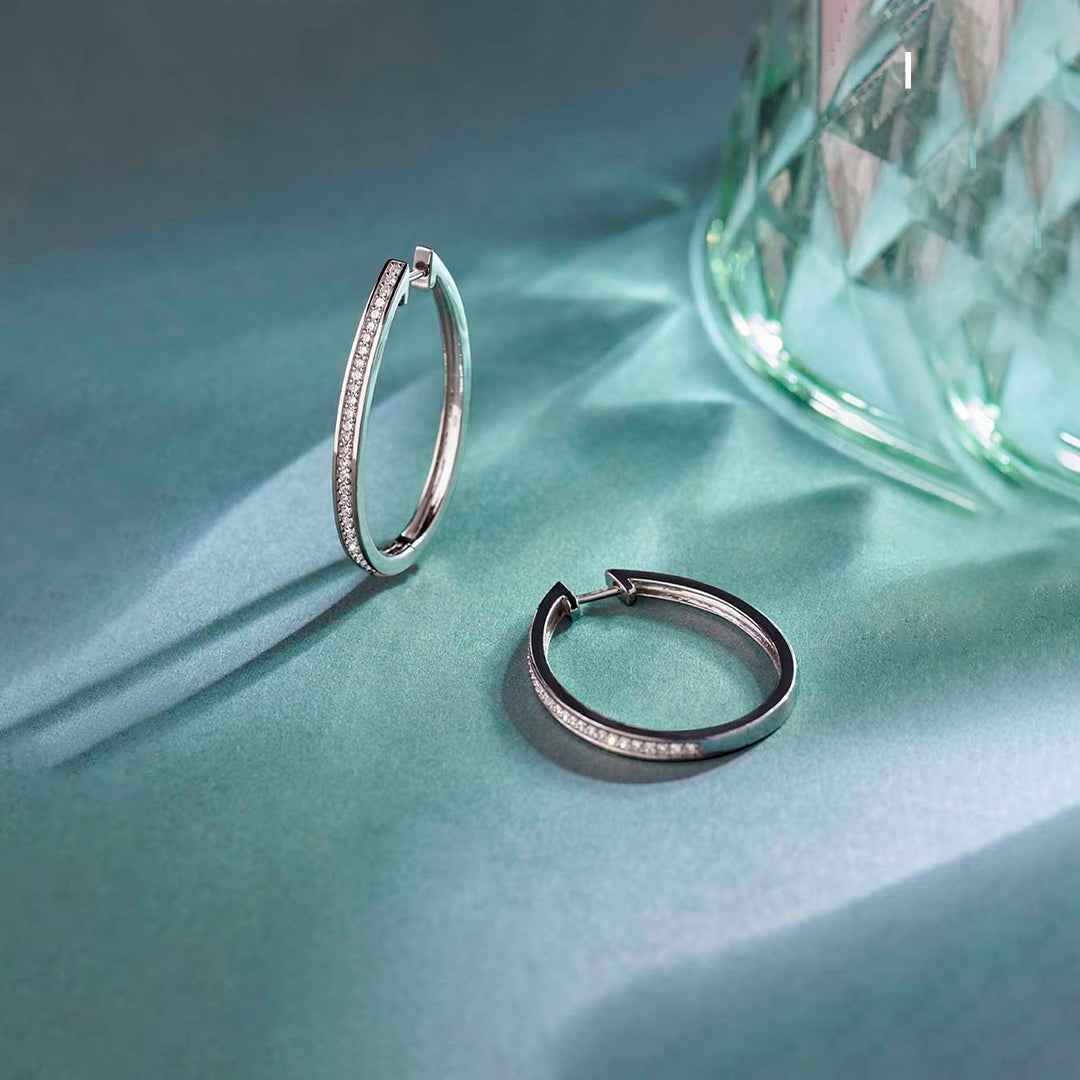 Classic Oval Large Diamond Hoops, Sterling Silver, 1/2 ct Lab Grown Diamond-1