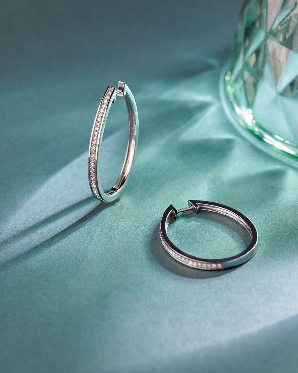 Classic Oval Large Diamond Hoops, Sterling Silver, 1/2 ct Lab Grown Diamond-6