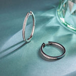Classic Oval Large Diamond Hoops, Sterling Silver, 1/2 ct Lab Grown Diamond-6