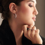 Classic Oval Large Diamond Hoops, Sterling Silver, 1/2 ct Lab Grown Diamond-2