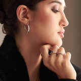 Classic Oval Large Diamond Hoops, Sterling Silver, 1/2 ct Lab Grown Diamond-2