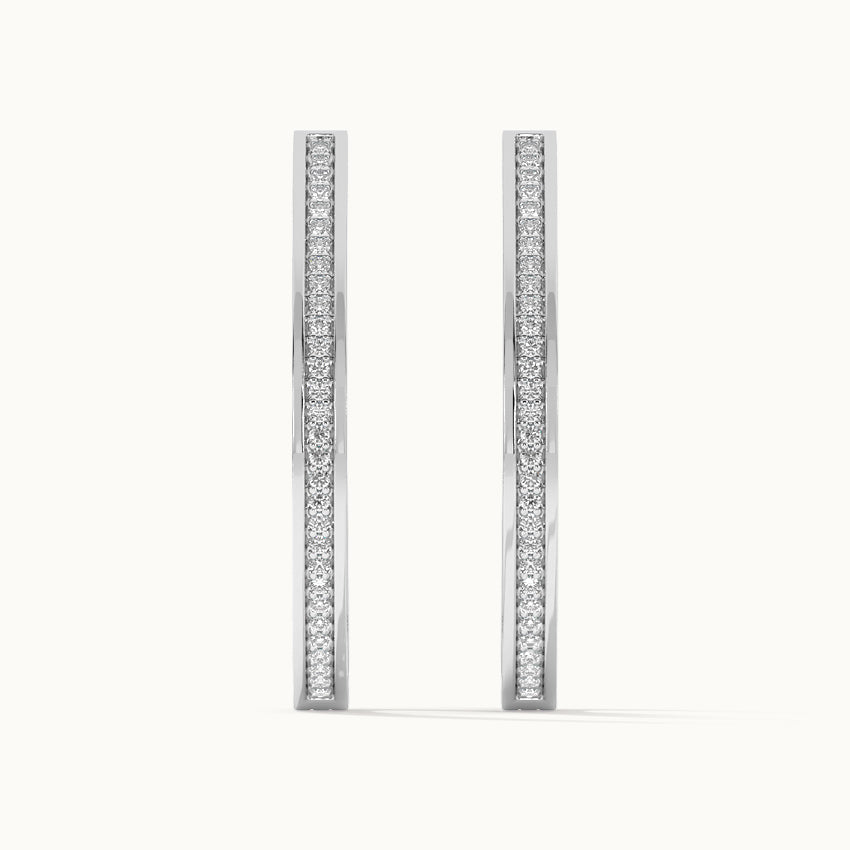 Classic Oval Large Diamond Hoops, Sterling Silver, 1/2 ct Lab Grown Diamond-8