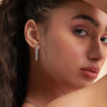Classic Oval Large Diamond Hoops, Sterling Silver, 1/2 ct Lab Grown Diamond-5