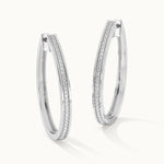 Classic Oval Large Diamond Hoops, Sterling Silver, 1/2 ct Lab Grown Diamond-3