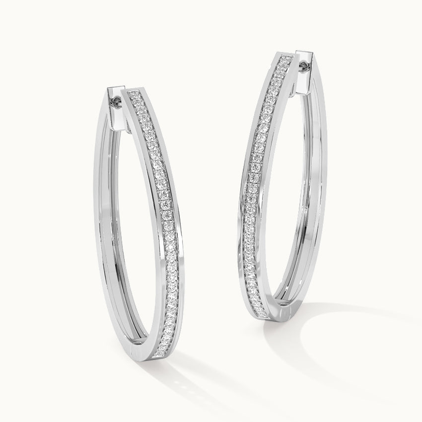 Classic Oval Large Diamond Hoops, Sterling Silver, 1/2 ct Lab Grown Diamond-3