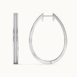 Classic Oval Large Diamond Hoops, Sterling Silver, 1/2 ct Lab Grown Diamond-7