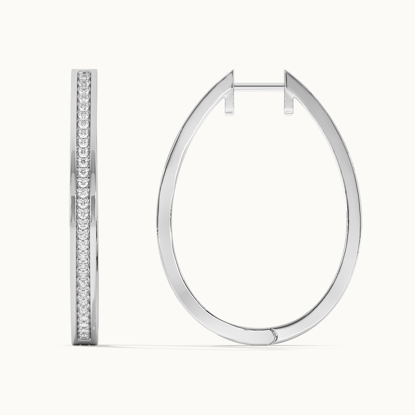 Classic Oval Large Diamond Hoops, 14K Solid Gold, 1/2 ct Lab Grown Diamond-7