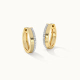 Two Band Diamond Hoops, 14K Solid Gold, 1/4 ct Lab Grown Diamond-3