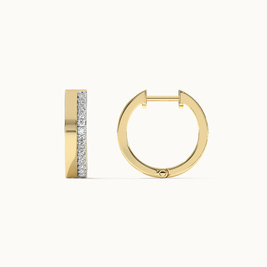 Two Band Diamond Hoops, 14K Solid Gold, 1/4 ct Lab Grown Diamond-7