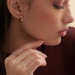 Two Band Diamond Hoops, 14K Solid Gold, 1/4 ct Lab Grown Diamond-2