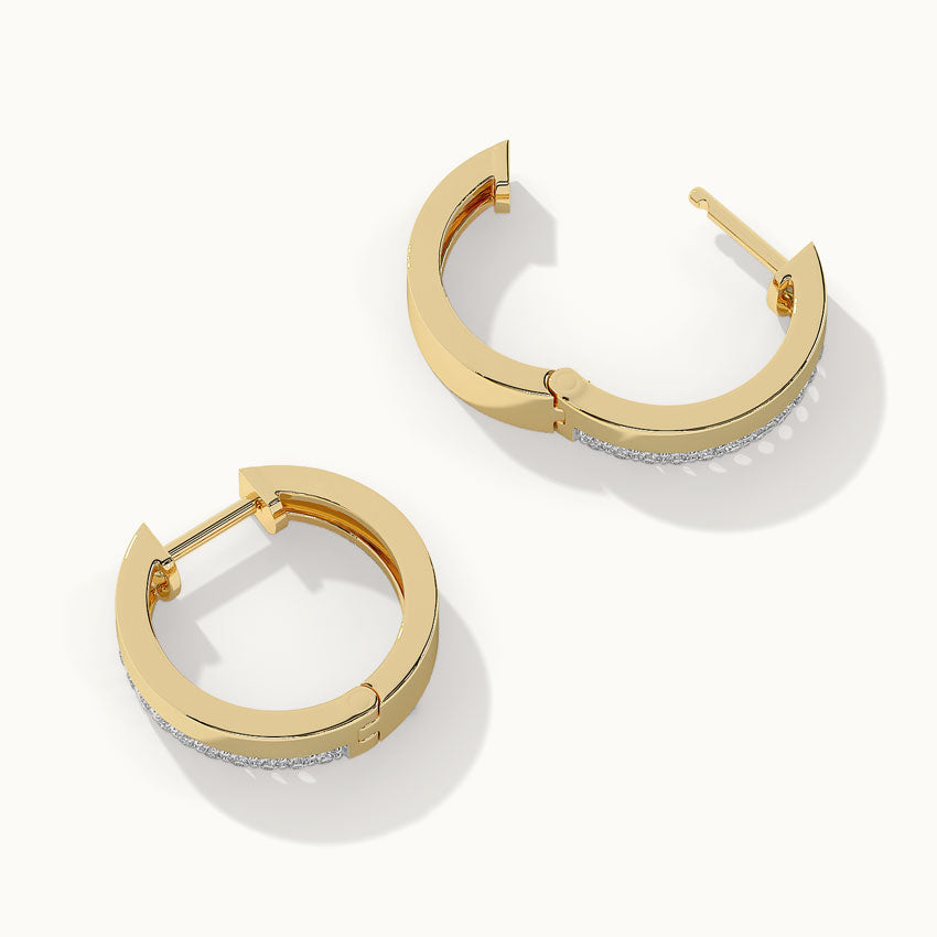 Two Band Diamond Hoops, 14K Solid Gold, 1/4 ct Lab Grown Diamond-8