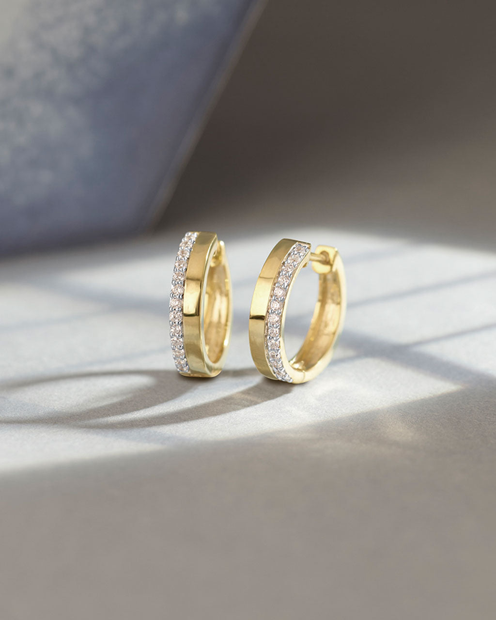 Two Band Diamond Hoops, 14K Solid Gold, 1/4 ct Lab Grown Diamond-6