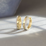 Two Band Diamond Hoops, 14K Solid Gold, 1/4 ct Lab Grown Diamond-6