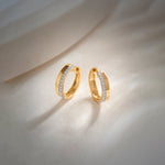 Two Band Diamond Hoops, 14K Solid Gold, 1/4 ct Lab Grown Diamond-1