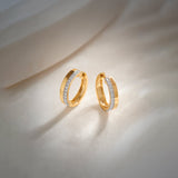 Two Band Diamond Hoops, 14K Solid Gold, 1/4 ct Lab Grown Diamond-1