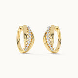 Ridge Diamond Hoops, 14K Solid Gold, 1/3 ct Lab Grown Diamond-5