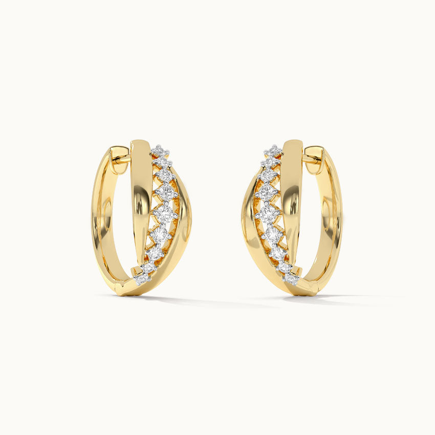 Ridge Diamond Hoops, 14K Solid Gold, 1/3 ct Lab Grown Diamond-5