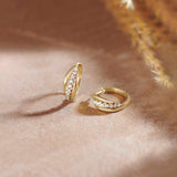 Ridge Diamond Hoops, 14K Solid Gold, 1/3 ct Lab Grown Diamond-1