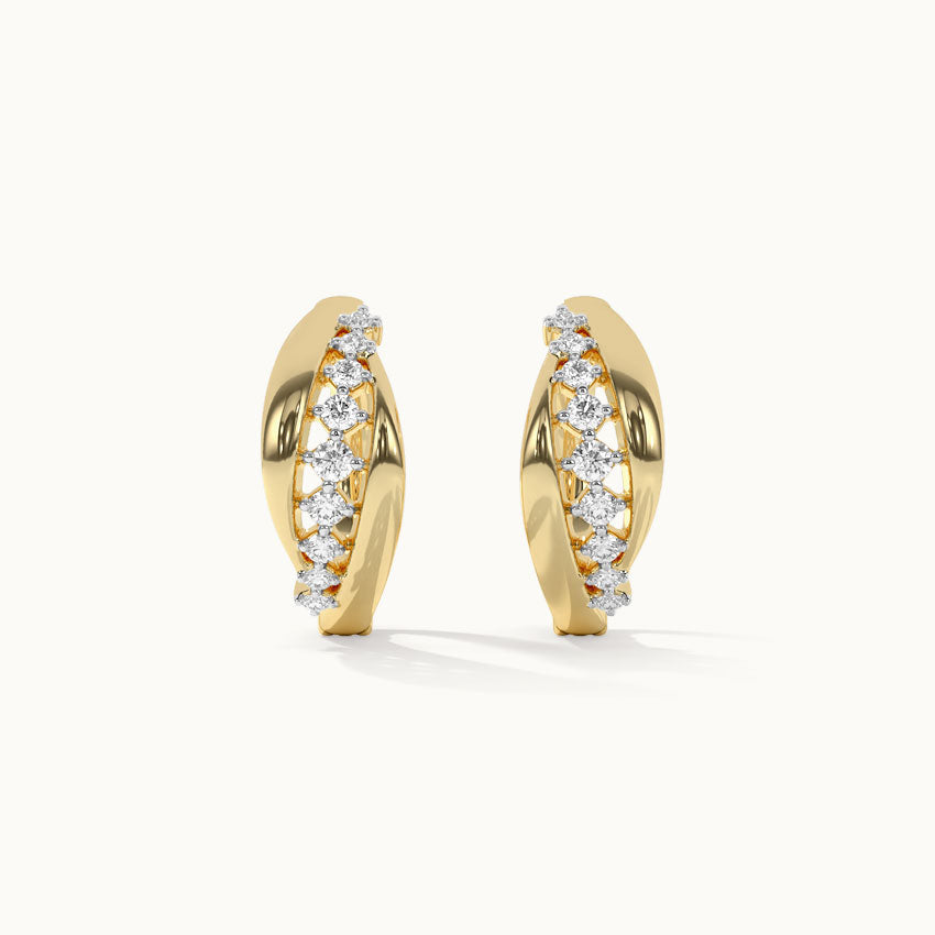 Ridge Diamond Hoops, 14K Solid Gold, 1/3 ct Lab Grown Diamond-7