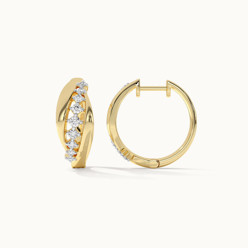 Ridge Diamond Hoops, 14K Solid Gold, 1/3 ct Lab Grown Diamond-8