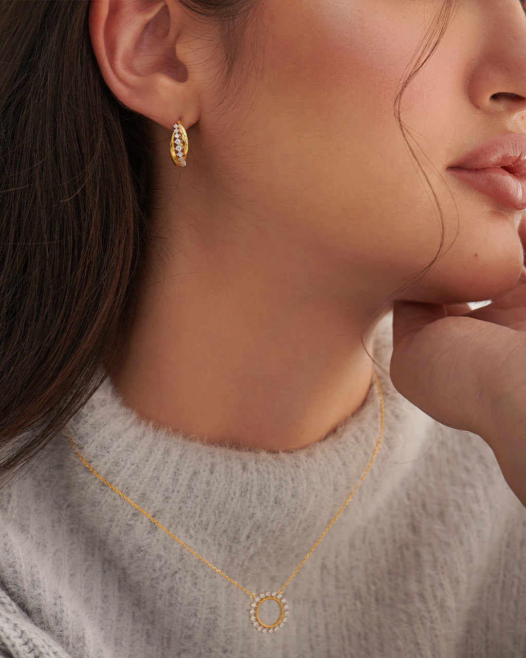 Ridge Diamond Hoops, 14K Gold Vermeil, 1/3 ct Lab Grown Diamond-3