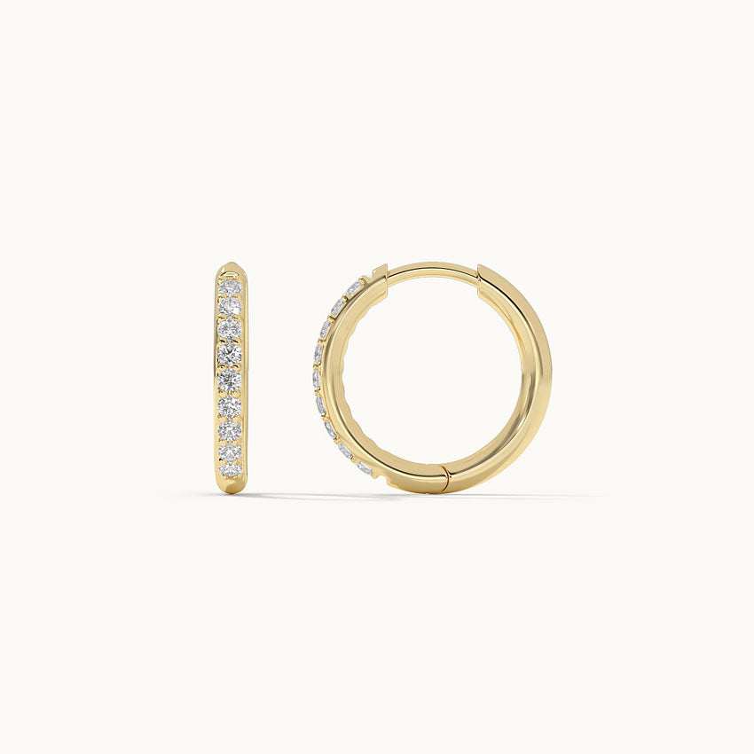 Classic Diamond Hoops, 14K Solid Gold, 1/4 ct Lab Grown Diamond-4