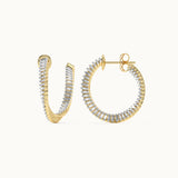 Twisted Baguette Diamond Hoops