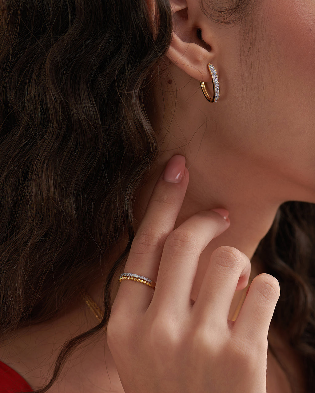 Elegant Diamond Hoops, 14K Solid Gold, 1/2 ct Lab Grown Diamond-2