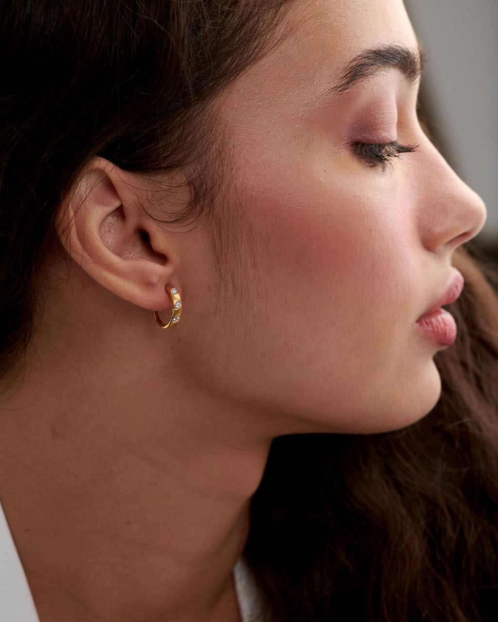 Leaf Station Diamond Hoops, 14K Solid Gold, 1/6 ct Lab Grown Diamond-5