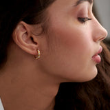 Leaf Station Diamond Hoops, 14K Solid Gold, 1/6 ct Lab Grown Diamond-5