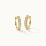 Leaf Station Diamond Hoops, 14K Solid Gold, 1/6 ct Lab Grown Diamond-3