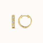 Leaf Station Diamond Hoops, 14K Gold Vermeil, 1/6 ct Lab Grown Diamond-7