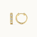 Leaf Station Diamond Hoops, 14K Solid Gold, 1/6 ct Lab Grown Diamond-7