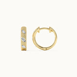 Leaf Station Diamond Hoops, 14K Solid Gold, 1/6 ct Lab Grown Diamond-7