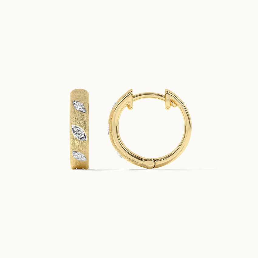 Leaf Station Diamond Hoops, 14K Solid Gold, 1/6 ct Lab Grown Diamond-7